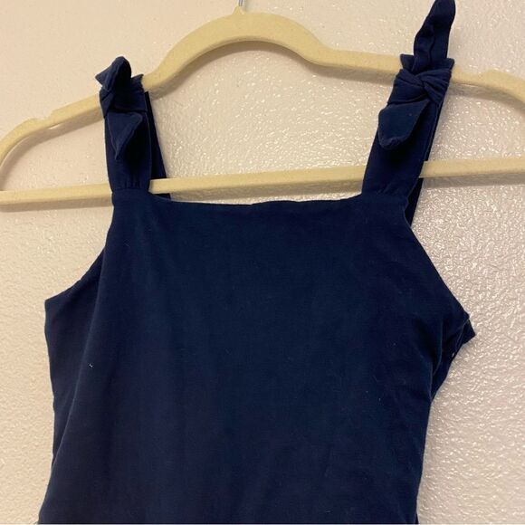 Gap kids girls navy blue tie shoulder floral skirted dress side zip L 10/11 - Picture 4 of 14